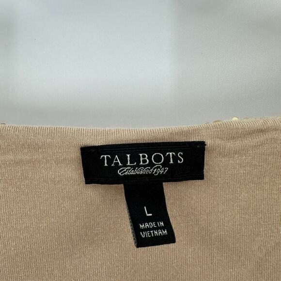 Talbots Tan Scoop Neck Sleeveless Pullover Sequin Tank Top Women's Size Large - Picture 4 of 9